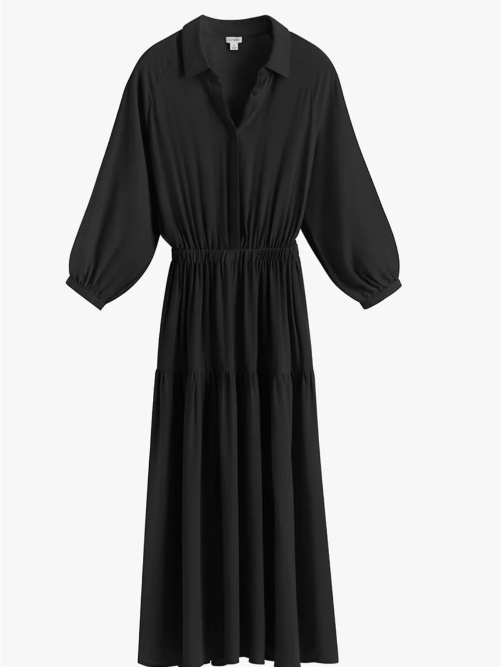 Cuyana Tencel Verano shirt dress in black, size medium.